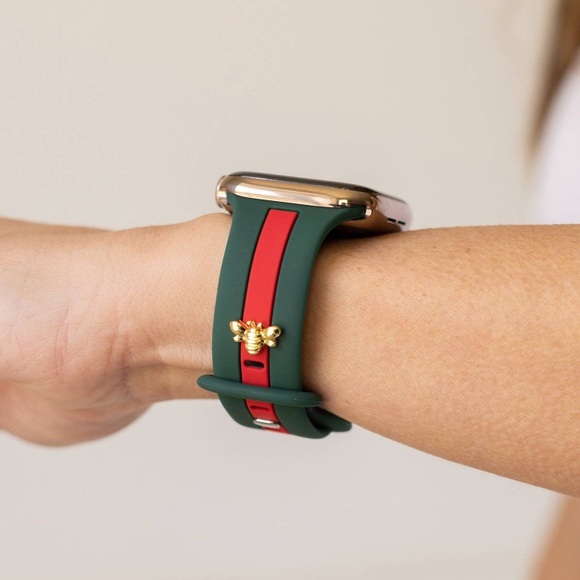 Honey bee me green and red Apple Watch band - Picture 4 of 4